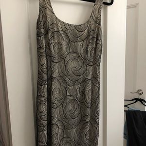 Victor Alfaro dress Cream with black lace/ fringe
